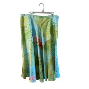 Tommy Bahama Green Pleated A-Line Midi Skirt Resort Wear